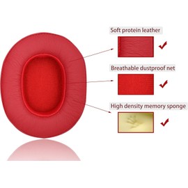 Akkiv replacement ear pad compatible with Skullcandy Hesh3 Hesh ANC Crusher360 Crusher Wireless Hesh Evo Venue ANC Crusher Evo Crusher ANC headset Protein leather and memory foam making (red)