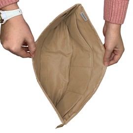 Purse Bling Slim Purse Organizer Insert with Zipper For Handbags and Totes, Purse To Go Style Shaper For Speedy, Neverfull, Graceful, & Delightful Totes (Jumbo, Tan)