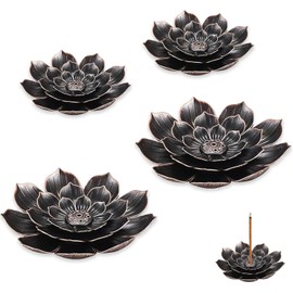 4 PCS Lotus Incense Holder Cone Incense Burner Incense Ash Catcher Holder Lotus Incense Stick Holders with Detachable Lotus Sticks Incense Burner for Incense Home Bedroom Yoga Room Tea House