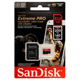 SanDisk 512GB Extreme Pro MicroSD Memory Card Works with GoPro Action Camera Hero 12 Black (SDSQXCD-512G-GN6MA) Bundle with 1 Everything But Stromboli MicroSDXC & SD Card Reader