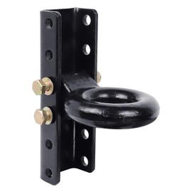 Heavy Duty Adjustable Pintle Hitch Lunette Ring, 14,000 lbs Capacity, 5-Position Channel, Iron Towing Assembly for Trailers, Black