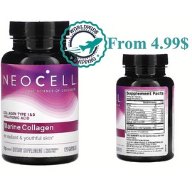 NeoCell Marine Collagen Type 1 & 3 Hyaluronic Acid 120 Capsules Youthful Skin