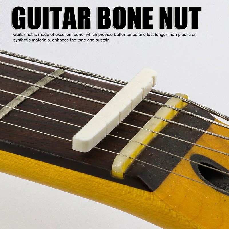 10Pcs Guitar Slotted Bone Nut Flat Bottom 6 String Electric