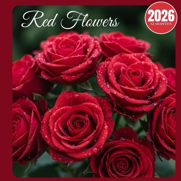 Red Flowers Calendar 2026