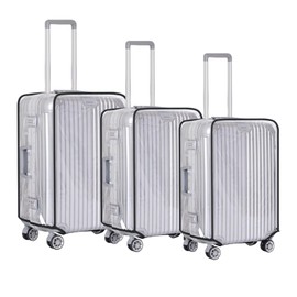 Pack of 3 Transparent Suitcase Covers, 20 + 24 + 28 Inch Suitcase Protective Cover, Transparent, PVC Luggage Cover, Suitcase Covers, Waterproof, Dustproof and Scratch-Resistant Suitcase Cover,