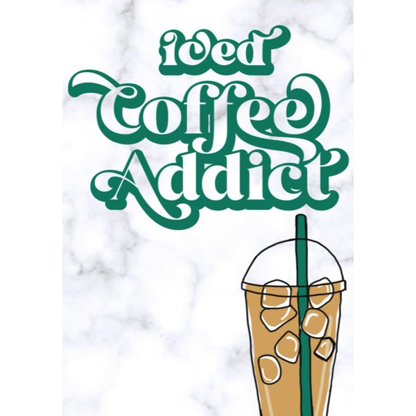 Softcover ICED COFFEE ADDICT 7" x 10" Journal, College Ruled