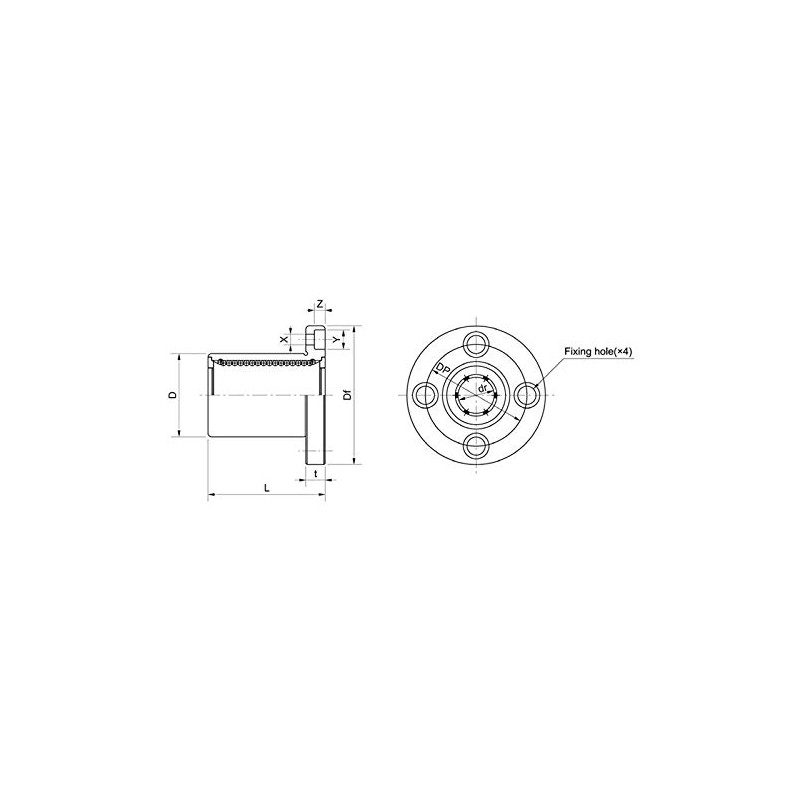 LMEF16UU Linear Bearing with Round Flange 16 mm