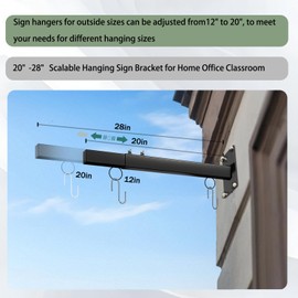 Katywixu 20"-28" Scalable Hanging Sign Bracket, Sign Brackets Hanging Sign Outside for Home Office Classroom
