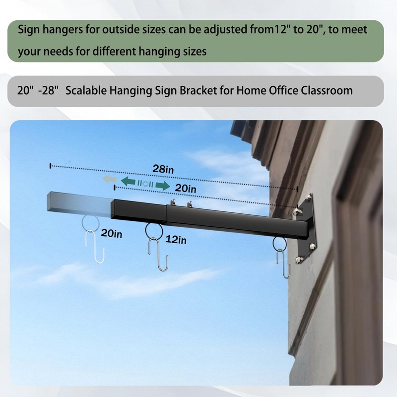 Katywixu 20"-28" Scalable Hanging Sign Bracket, Sign Brackets Hanging Sign