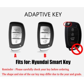 HIBEYO Key Fob Cover for Hyundai Tucson Sonata Fe Creta Mistra Elantra Ioniq Venue IX35 I10 I20 I30 I40 Solaris Kona Santa Fe Accent 2021 2022 Accessories with Keychians-Blue