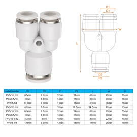 HARFINGTON 5pcs Push to Connect Fittings 3/8 Inch Tube OD x 5/16 Inch OD, Tee Plastic Quick Connect Air Hose Pneumatic Fitting Kit Reducing 3 Ways Push Lock Connector PY3/8-5/16, White