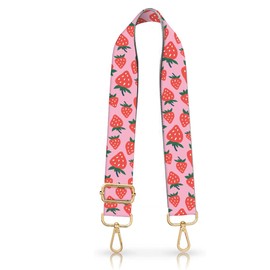 DANHRO Wide Purse Strap Replacement Crossbody Handbag Shoulder Strap Adjustable Bag Straps Replacement (Cute Strawberries)