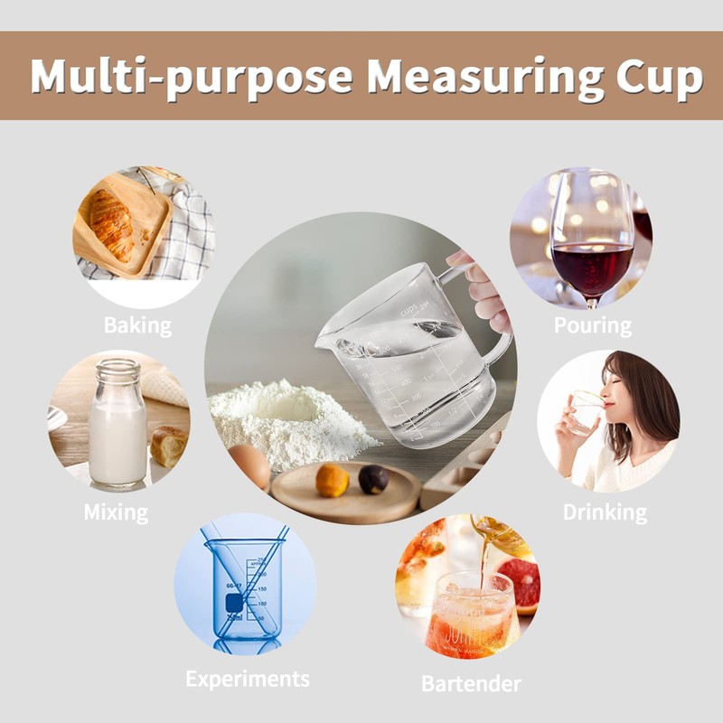 Newness Glass Measuring Cup with Handle, 700 ML (0.7 Liter,