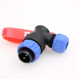 DRRI Weipu SP21 2-Pin Right Angle Waterproof Aviation Circular Connector 12V DC 30A Plug for BLUETTI AC200MAX Portable Power Station