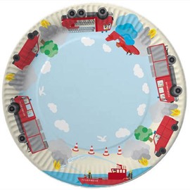 Fire Brigade Plate, Pack of 8, Diameter 23 cm