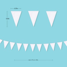 40 Ft Triangle Flags Banner Double Sided Pearly White Paper Pennant Bunting Garland for Wedding Baby Bridal Shower Birthday Bachelorette Engagement Anniversary Hen Party Christmas Decoration Supplies
