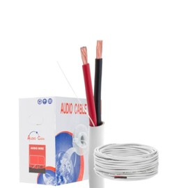 SATMAXIMUM in-Wall Speaker Wire, 14 Gauge 14/2 AWG CL2 Rated, 2 Conductor CCA, White Jacket, Easy Pull Box, Low Voltage, Audio Cable (100FT)