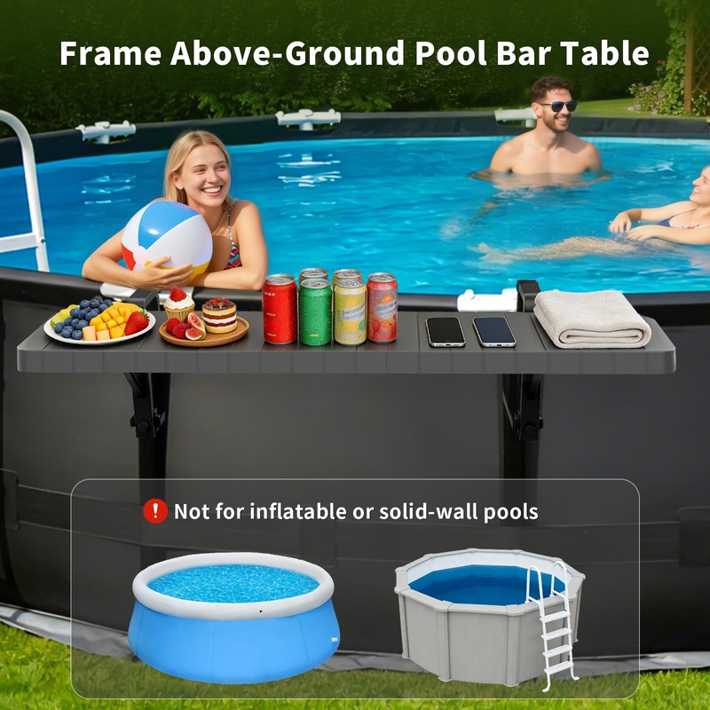 CLICLIET Pool Bar for Above Ground Pool, Pool Side Table