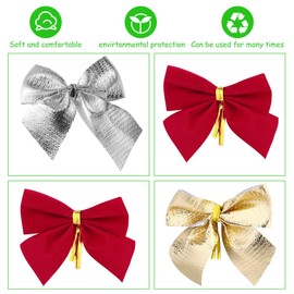 Toyvian 36 Pieces Christmas Bows, Pull Bow, Gift Bow, Gift Ribbon, Glitter Bow for Tree Decoration, Christmas Decoration, Gift Wrapping (Red, Golden and Silver)