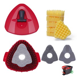 Wa.IE Jiemi 1 Pcs Spin Mop Replacements Scrub Brush and 1 Mop Base with 2 Pcs Scouring Pad Compatible with Cedar EasyWring 1 Tank System，Including 2Pcs Scouring Pad + 6Pcs Scrub Sponge Heavy Duty