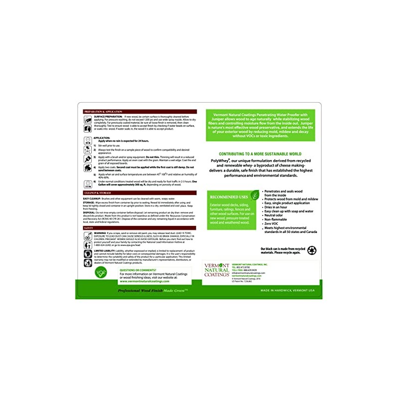 Vermont Natural Coatings Penetrating Waterproofer Infused with Juniper - Quart