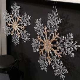 Elegance by Snow White Decorative 30cm Hanging Glitter Snowflake, Gold Acrylic