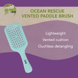 Planet Goody Ocean Rescue Vented Paddle Brush - Teal, Ouchless Detangler with Flexible Bristles, Helps Accelerate Drying, Use as a Detangling or Styling Brush, All Hair Types