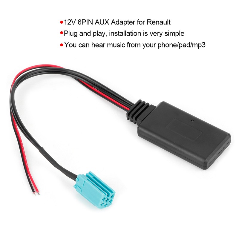 12V 6PIN AUX Adapter Compatible with Bluetooth 4.1/4.0 /3.0 /2.0