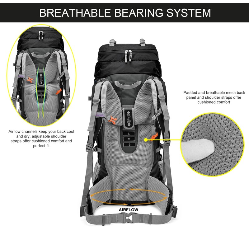 MOUNTAINTOP 80L Internal Frame Backpack for Man & Women Backpacking