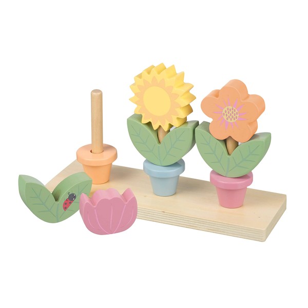 Orange Tree Toys Stacking Flower Pots, Wooden Stacking Toys, Flower