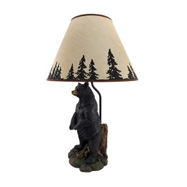 Arkadius Rustic Resin Nightstand Bear Lamp Forest Silhouette Shade Living Room Desk Wildlife Decor Whimsical End Table Decorative Light