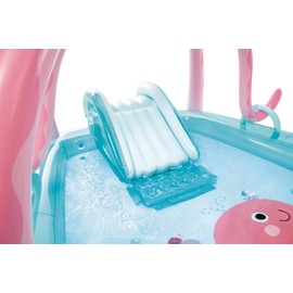 INTEX Friendly Octopus Inflatable Kiddie Pool: Inflatable Kids Pool with Water Sprayer and Slide – Splash Pad – 92" x 72" x 59" – Ages 3+