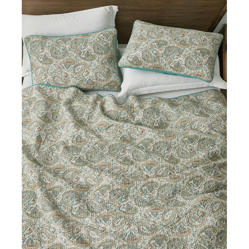 Chezmoi Collection Presley 3-Piece Printed Paisley Floral Cotton Quilt Set
