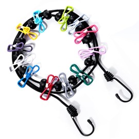 Washing Line Camping, Washing Line with 12 Clothes Pegs, Camping Accessories, 1.8 m - 3.6 m Travel Holiday Outdoor Laundry Line Clothes Airer for Bathroom, Laundry Room, Garden or Travel (Colour)