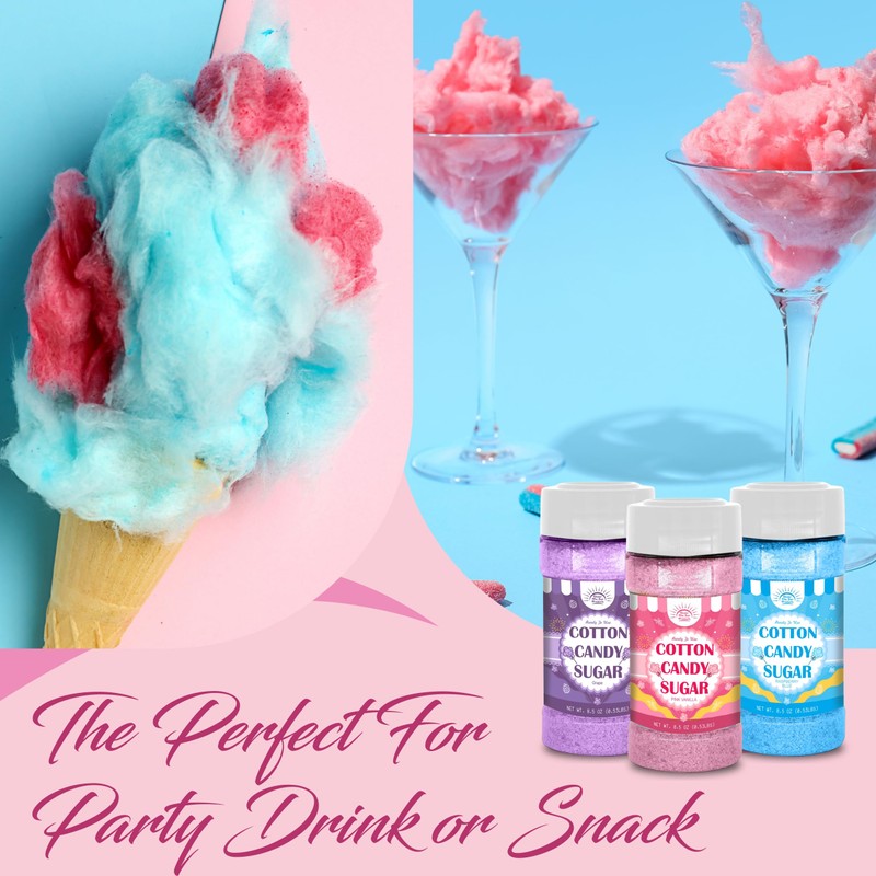 Cotton Candy Floss Sugar Package of ct-(Pink Vanilla, Blue Raspberry