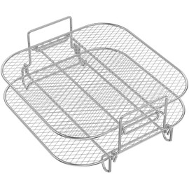 2Pcs Square Air Fryer Rack, 8 inch Stainless Steel Dehydrator Rack, Square Air Fryer Accessories, Stackable Air Fryer Racks, Heat Resistant Square Racks Air Fryer Accessories for Square Air Fryer Oven