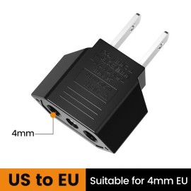 Unbranded European EU To US American Adapter Plug Converter - 1pc balck