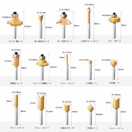 CSOOM 15 Piece Set with Linseed Oil Wooden Storage Box with Shaft Diameter 0.2 inch (6 mm) Professional Woodworking Trimmer Bit Set, Carbide Router Set, Woodworking Tool Router Bit Set