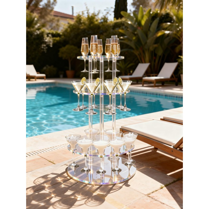 SOVQUEST Acrylic Champagne Tower, 3 Tier Round Cocktail Tree Rack
