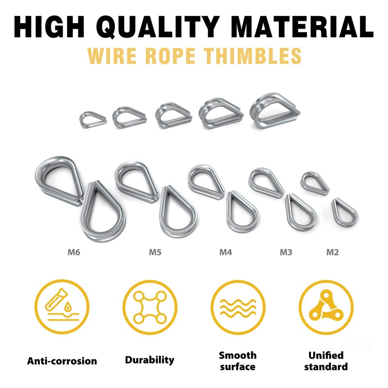 Sanuke 20pcs M4 Stainless Steel Wire Rope Thimbles for 5/32''