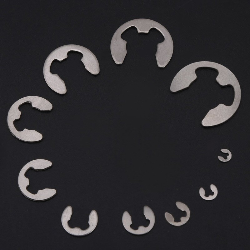 Akozon E-Clip 200pcs Stainless Steel E-Ring Circlip Assortment M1.5-M10 Locking
