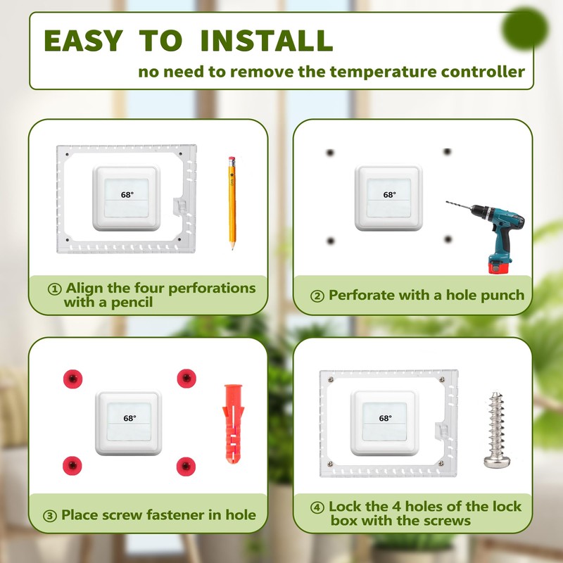4 PCS Thermostat Lock Box with Key, Large Thermostat Cover