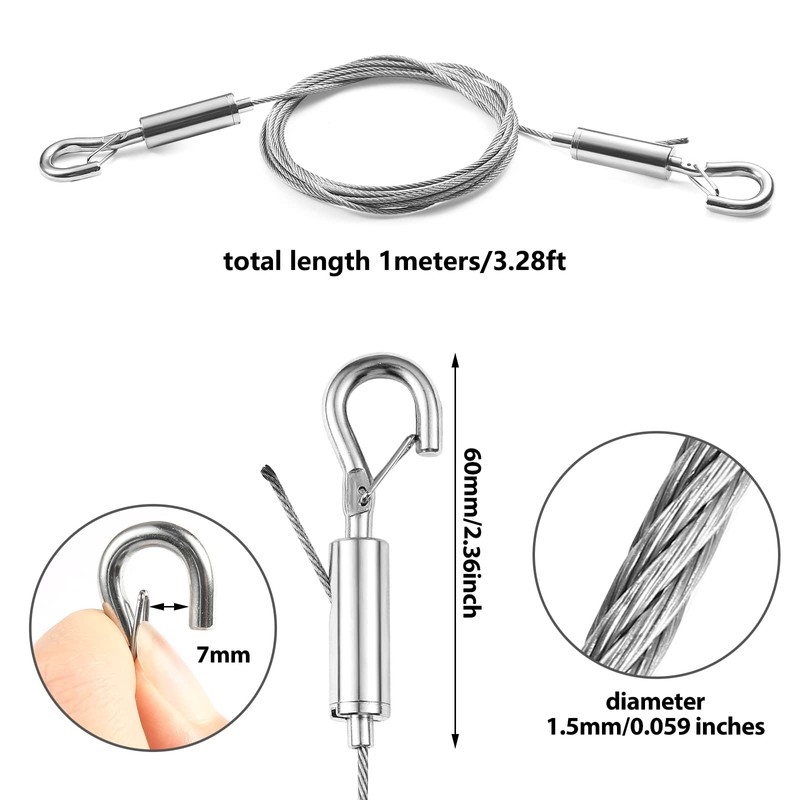 SIDENUO Adjustable Picture Hanging Wire Kit,Heavy Duty Hardware for Hanging
