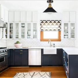 DC VOLTAGE Modern Industrial Metal Semi Flush Mount Ceiling Light 22cm Light Shade, E27 Base Lamp Holder for Kitchen Living Room Corridor Hallway Office