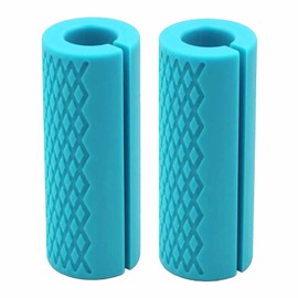 AIKESIWAY Thick Dumbbell & Barbell Grips for Weightlifting - High-Density Silicone Rubber, Non-Slip Gym Grips for Muscle Growth, Hand Stress Relief, Arm Blaster Adapter (Blue, 4 inches)