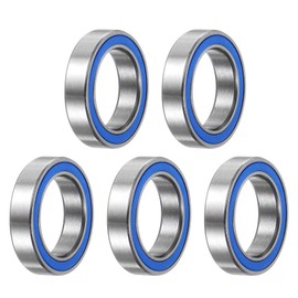 sourcing map 6701-2RS Deep Groove Ball Bearing,5pcs 12 x 18 x 4mm Z2 Double Rubber Sealed Chrome Steel Bearings,Blue