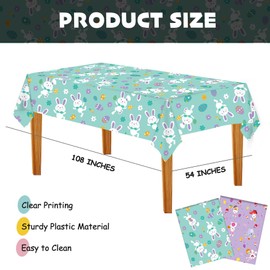 CAKKA Plastic Tablecloth 54x108 Inch, 2Pack Disposable Rectangle Table Cloth/Cover for Easter Table Decor