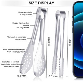 12 Pack Premium Small Serving Tongs, Stainless Steel Mini Tongs Small Sugar Tongs Tiny Kitchen Tongs, Serving Appetizers Tongs for Party Coffee Tea Wine Ice Salad Desserts