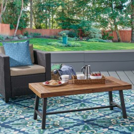 CARLISLE Modern Durable Wood Coffee Table for Outdoor Use for Courtyard and Beachcolor: Natural, size: 1