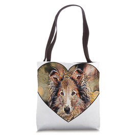 Collie Dog Breed Colorful Heart-shaped Art Portrait Design Tote Bag